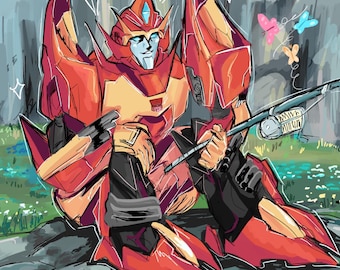 Transformers MTMTE Inspired Art Print - Rodimus Fishing