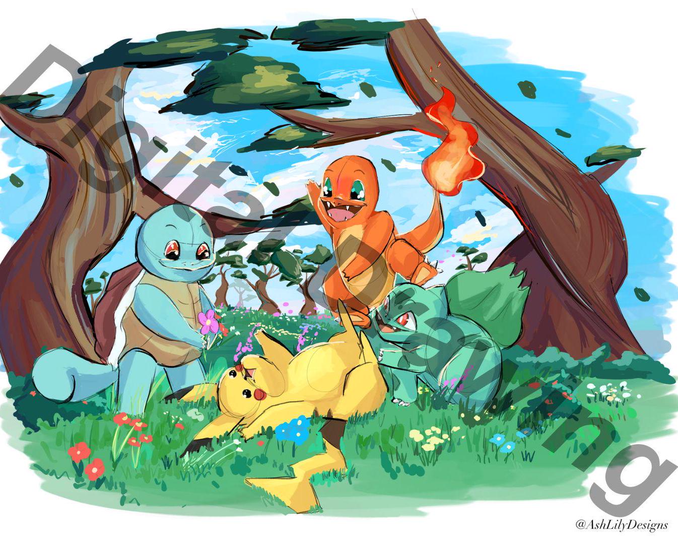 Pokemon Inspired Art Print - Starter Pokemon - Etsy