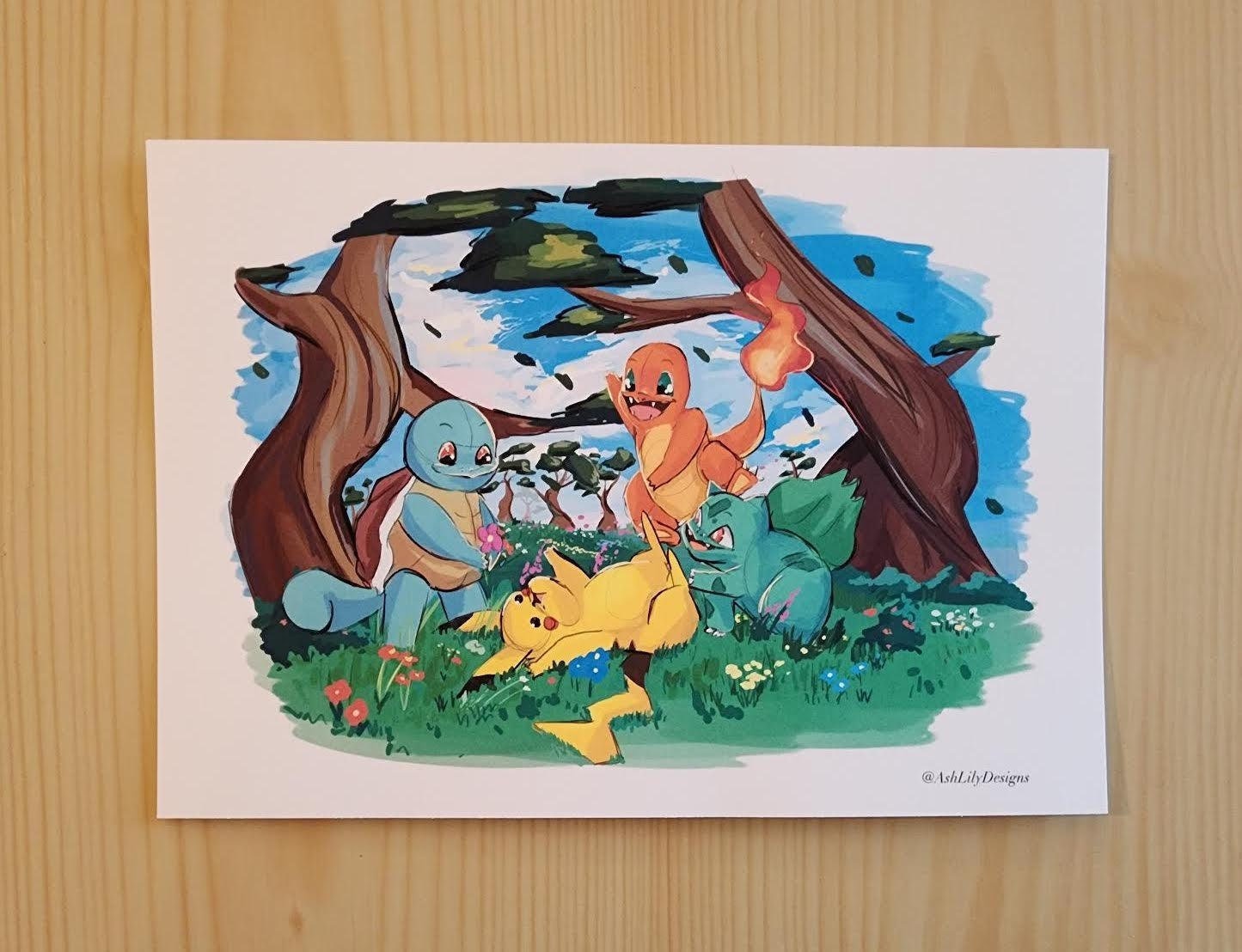 Pokemon Inspired Art Print - Starter Pokemon - Etsy