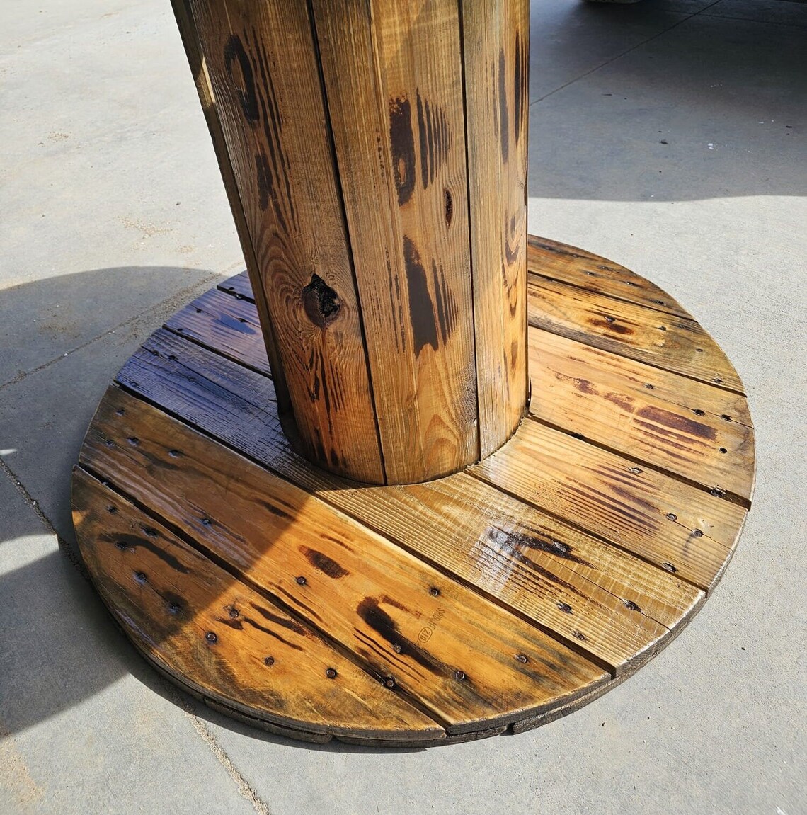 Woodburnt Spool Table - Etsy