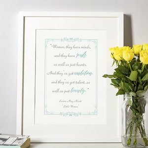 Downloadable Print PDF Louisa May Alcott, Little Women, Wall Art, Wall Hanging, Home Decor Print