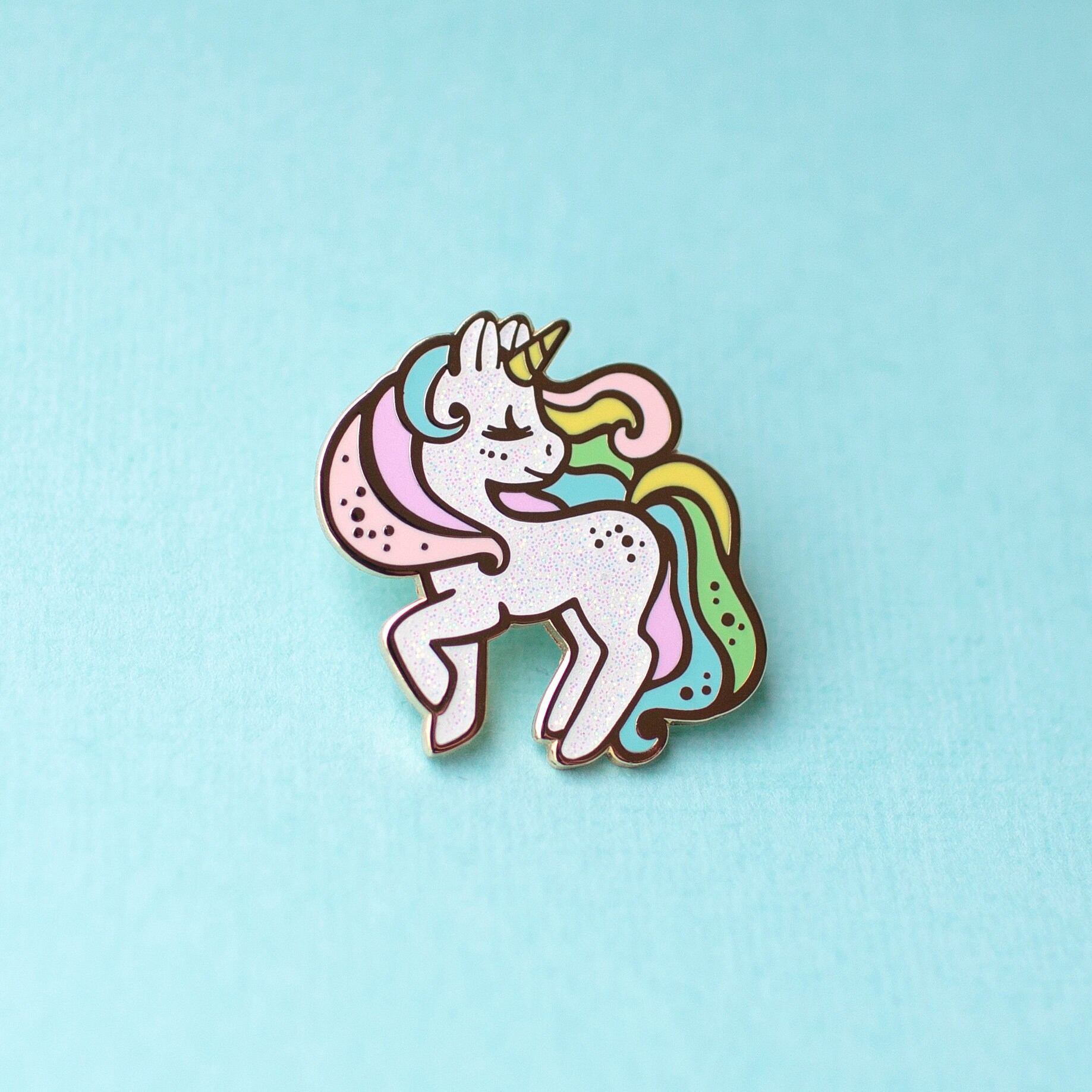 Unicorn Rainbow Pastel Glitter Hard Enamel Pin