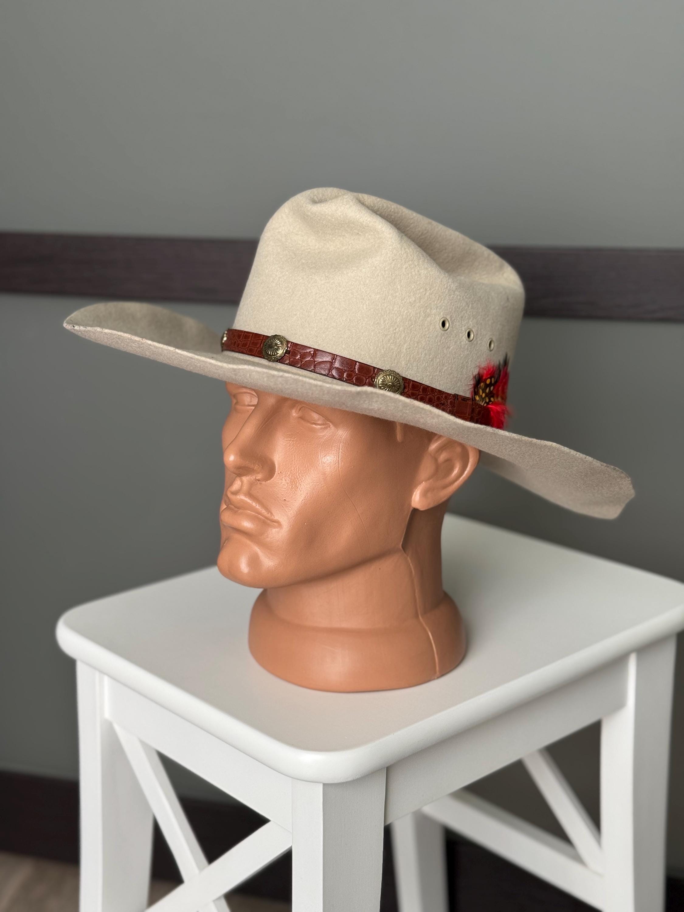 Chapeau Cowboy Vintage Eddy Brothers - Laine Beige - Taille 7 1/4 - Made In USA
