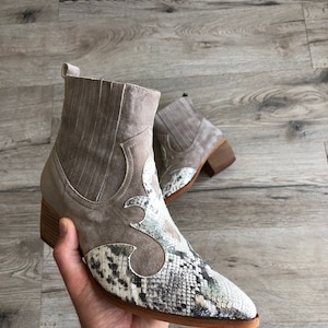 Retro Cowboy Suede & Leather Western Boots Vintage Made In Spain Women’s
