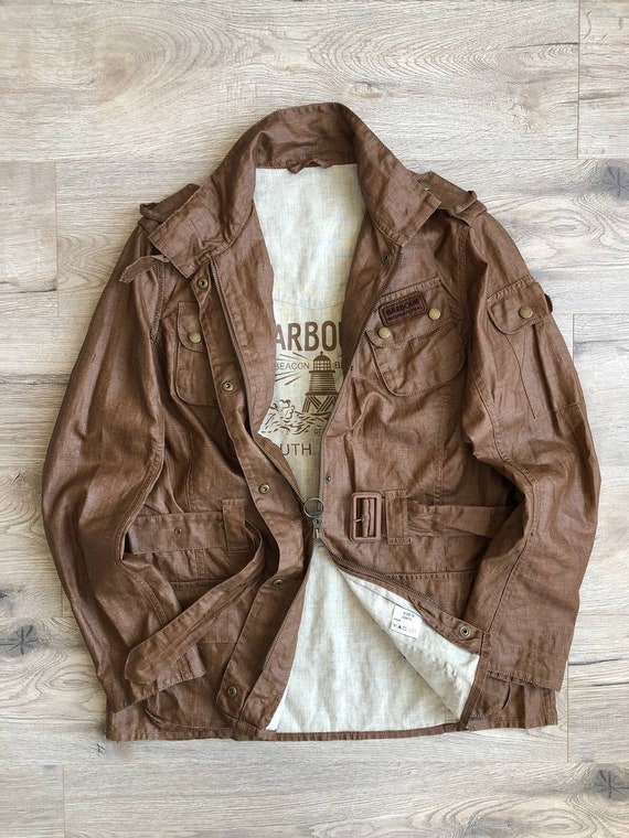 Barbour vintage international leather jacket on sale