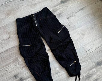 トモイ　マリテフランソワジルボー　カーゴパンツ　ブラック　ロゴ刺繍　W38 マリテフランソワジルボー カーゴパンツ ブラック ロゴ刺繍 W38