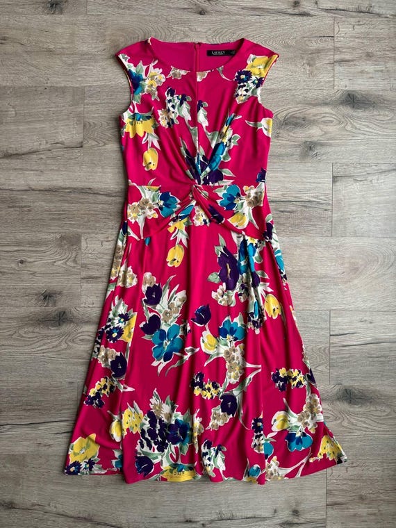 Lauren Ralph Lauren, Lauren Ralph Lauren Black Label Floral Print Sleeveless Women’s Pink Dress