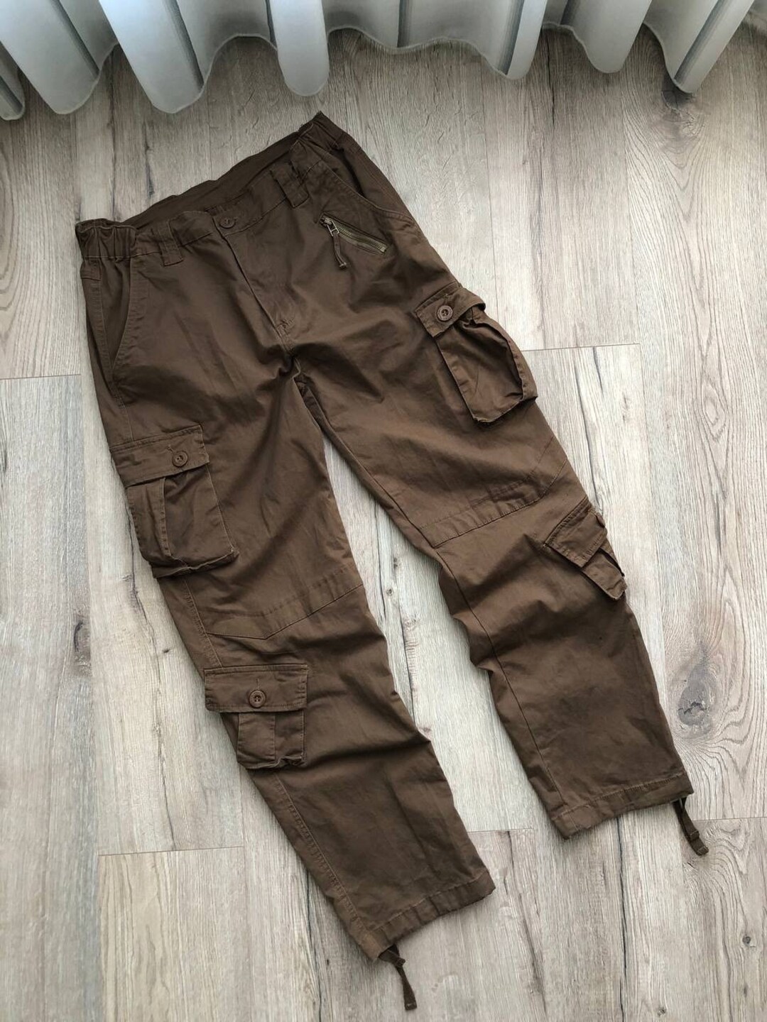 American Vintage Crumpled Multi-pocket Loose Baggy Cargo Pants Men
