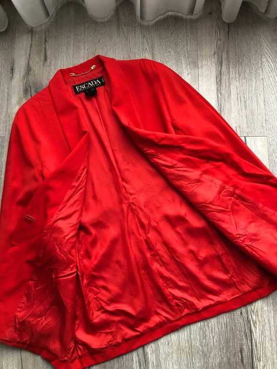 Veste Blazer Escada Margaretha Ley Rouge Feu - Taille 6 (US) / 36 (EU) - Neuve Avec étiquette - Années 80