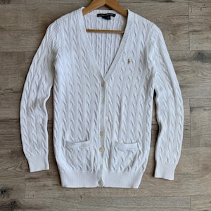 Vintage Ralph Lauren Sport 90s Ladies Cable Knit Cardigan Sweater