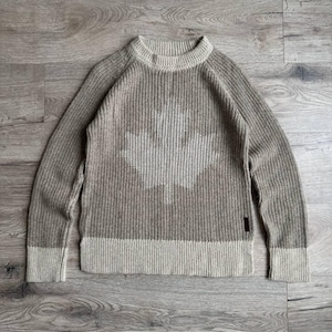Roots Canada Maple Leaf Muster Damen Wolle Strickpullover Vintage