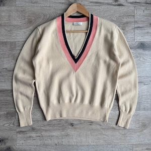 Vintage Sandro V-Neck Cream Sweater Women's