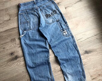 Vintage Paco Sport Baggy Striped Jeans - Sz 31 X 32 - Skater