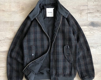 Blouson aviateur Ben Sherman en laine à carreaux gris foncé