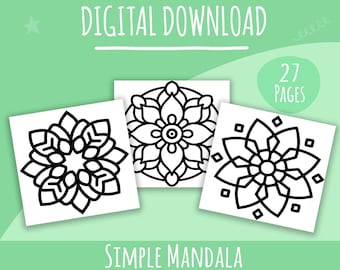 Coloriages simples | Mandala Edition Pack 1 - TÉLÉCHARGEMENT NUMÉRIQUE | Audacieux et facile