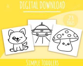 Coloriages simples | Lot de 2 tout-petits - TÉLÉCHARGEMENT NUMÉRIQUE | Audacieux et facile | Grandes illustrations