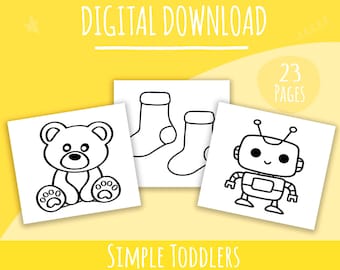 Coloriages simples | Lot 1 pour tout-petits - TÉLÉCHARGEMENT NUMÉRIQUE | Audacieux et facile | Grandes illustrations