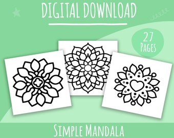 Simple Coloring Pages | Mandala Edition Pack 2 - DIGITAL DOWNLOAD | Bold & Easy