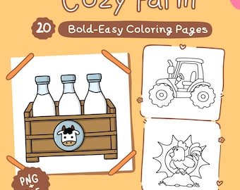 Farm Coloring Pages Printable, 20 Bold & Easy Designs, PDF + PNG, Vol. 2