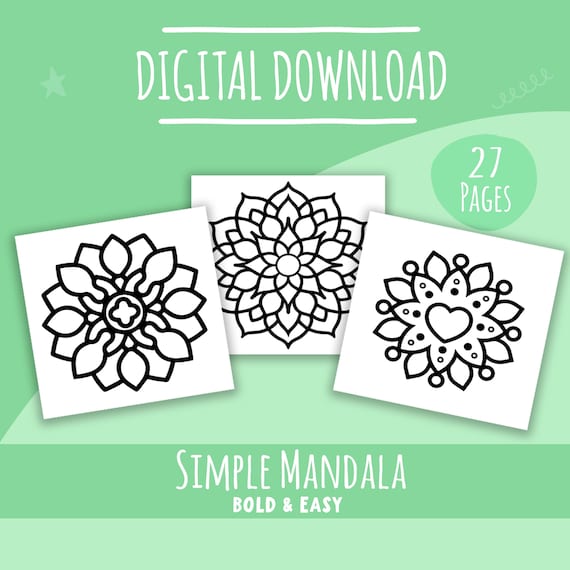 Simple Coloring Pages | Mandala Edition Pack 2 - DIGITAL DOWNLOAD | Bold & Easy