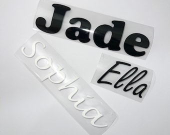 Custom iron on vinyl sticker, iron on vinyl decal, Personalised iron on vinyl decal, customised heat transfer label, iron on tshirt bag name