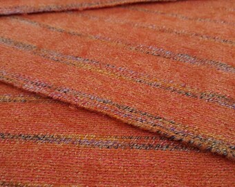 Orange with multicolor stripes wool blend scarf- Handwoven