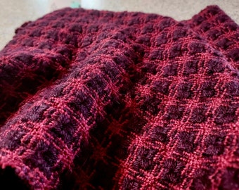 Red and Purple alpaca silk Handwoven cowl