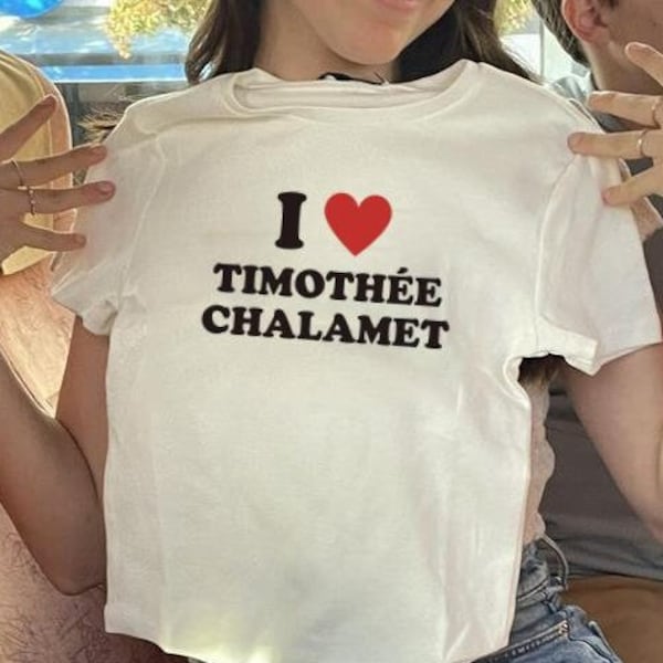 Y2K Baby Tee | Timothée Chalamet | Movie TV Actor | 2000’s t-Shirt | I heart | I love | 90s Aesthetic | Grunge Clothing | Y2K Babydoll shirt