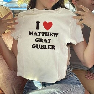 Y2K Baby Tee | Matthew Gray Gubler | Movie TV Actor | 2000’s t-Shirt | I heart | I love | 90s Aesthetic | Clothing | Y2K Babydoll shirt