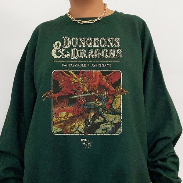 vintage UNISEX's Tshirt Taille USA Unisex Heavy Cotton | T-shirt Dungeon Dragon 1974 | Chemise graphique | Cadeau pour tous | | style an 2000 |