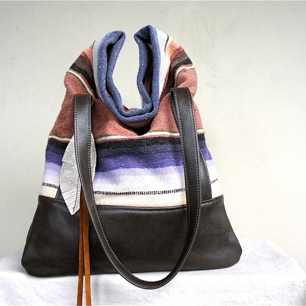 NEW STYLE///Luella in Vintage Mexican Blanket with Leather Accents