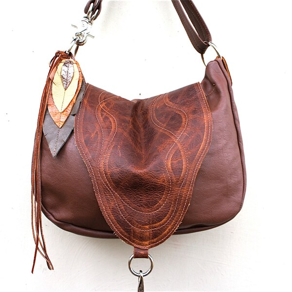 LAVINIA////in Rosewood and Brown Pull-Up Leathers with Two-Way Strap