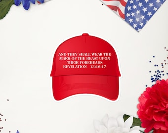 anty-trump, anty-MAGA, trump beast, czoło bestii, naklejka na czerwony kapelusz, naklejka na objawienie, wiele rozmiarów