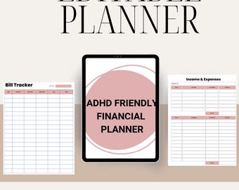 ADHD Friendly Budget Planner | Paycheck to Paycheck Money Planner | Simple Financial Planner for ADHD | Canva Template