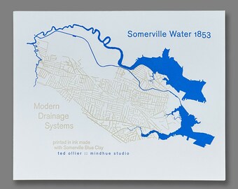 Somerville Water 1853 letterpress print