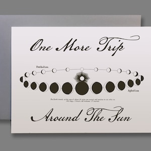 Tarjeta tipográfica impresa Un viaje más alrededor del sol (juego de 6)