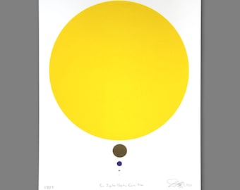 Sun Jupiter Neptune Earth Moon Editioned Letterpress Print
