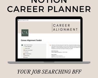 Job Search Organizer | Notion Career Planner For Goal Setting, Job Search, Networking & Professional Development