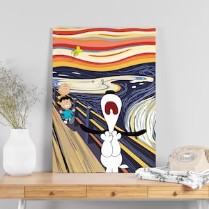 Parodia dell'Urlo di Edvard Munch. Decorazione murale su tela.