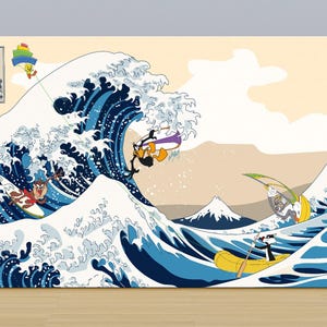 "La grande onda... di gag!" ©RGB – Parodia. Rielaborazione di un dipinto Pop Art. Stampa digitale su tela.