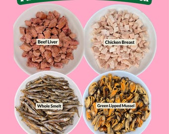 Dog Treat Sampler Box – Freeze Dried and Dehydrated Variety Pack, Single Ingredient Dog Cat Treats, Healthy Training Treat Gift Box