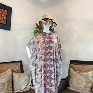 Maxi-jurk van rayon kaftan met boho ikat-print, kaftan resortwear, zomerloungejurk