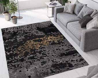 Modern Abstract Area Rug, Washable Livingroom Floor Rug, Non-Slip Bedroom Accent