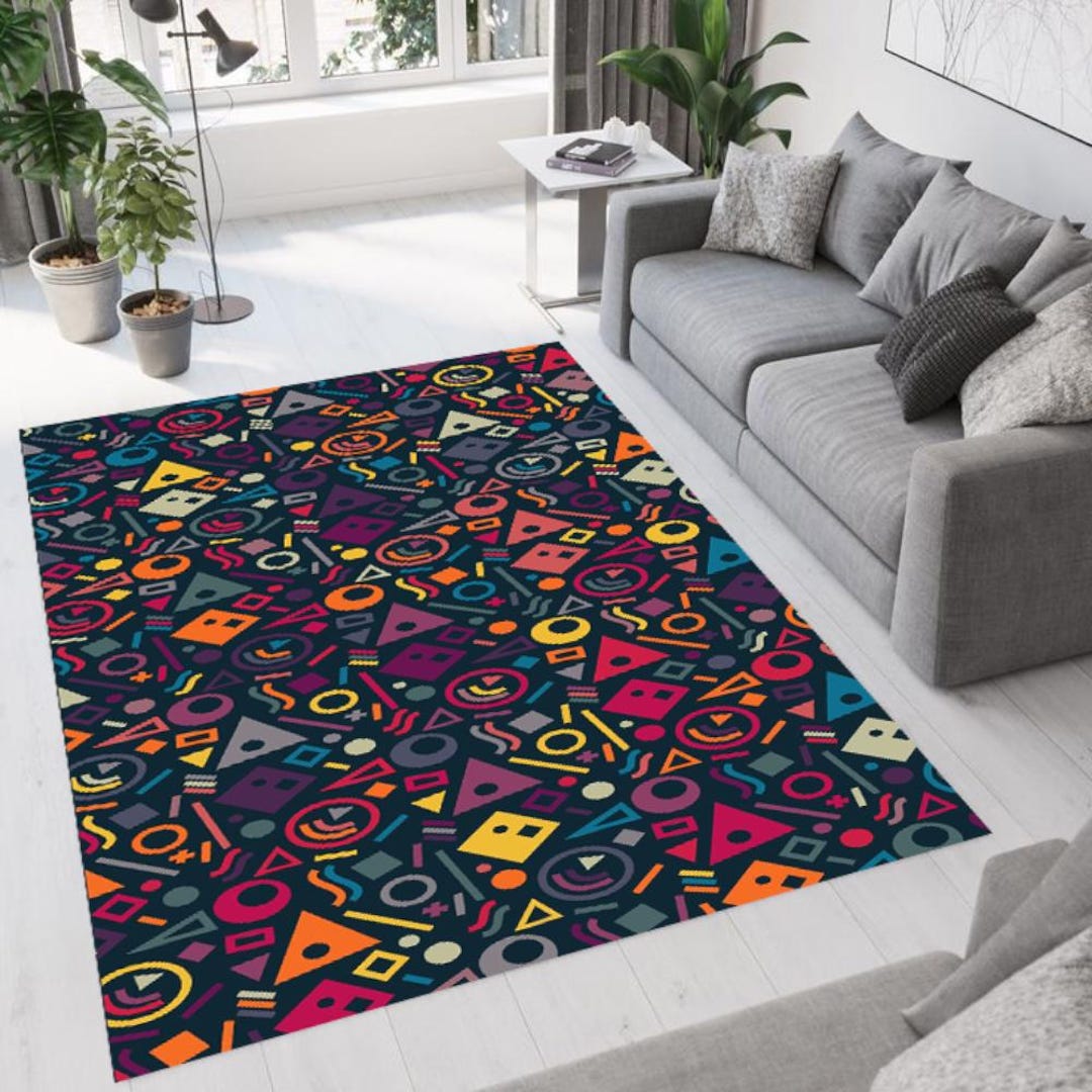 Game Pattern Rug Retro Arcade Pattern Rug, Washable Game Room Floor Decor - Etsy