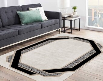 Detailed Chain Pattern Area Rug, Washable Non-Slip Floor Rug
