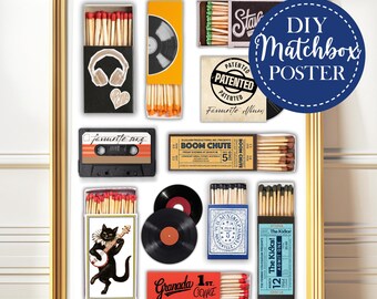 Blank Matchbox Template, Matchbook Poster, Custom Matchbox Template, Digital Download, DIY Matchbox, Create Your Own,Customized Matchbox Art