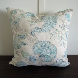 Aqua Pillow Cover Blue Green Gray Blue Watercolor Floral Pillow Blue Grey