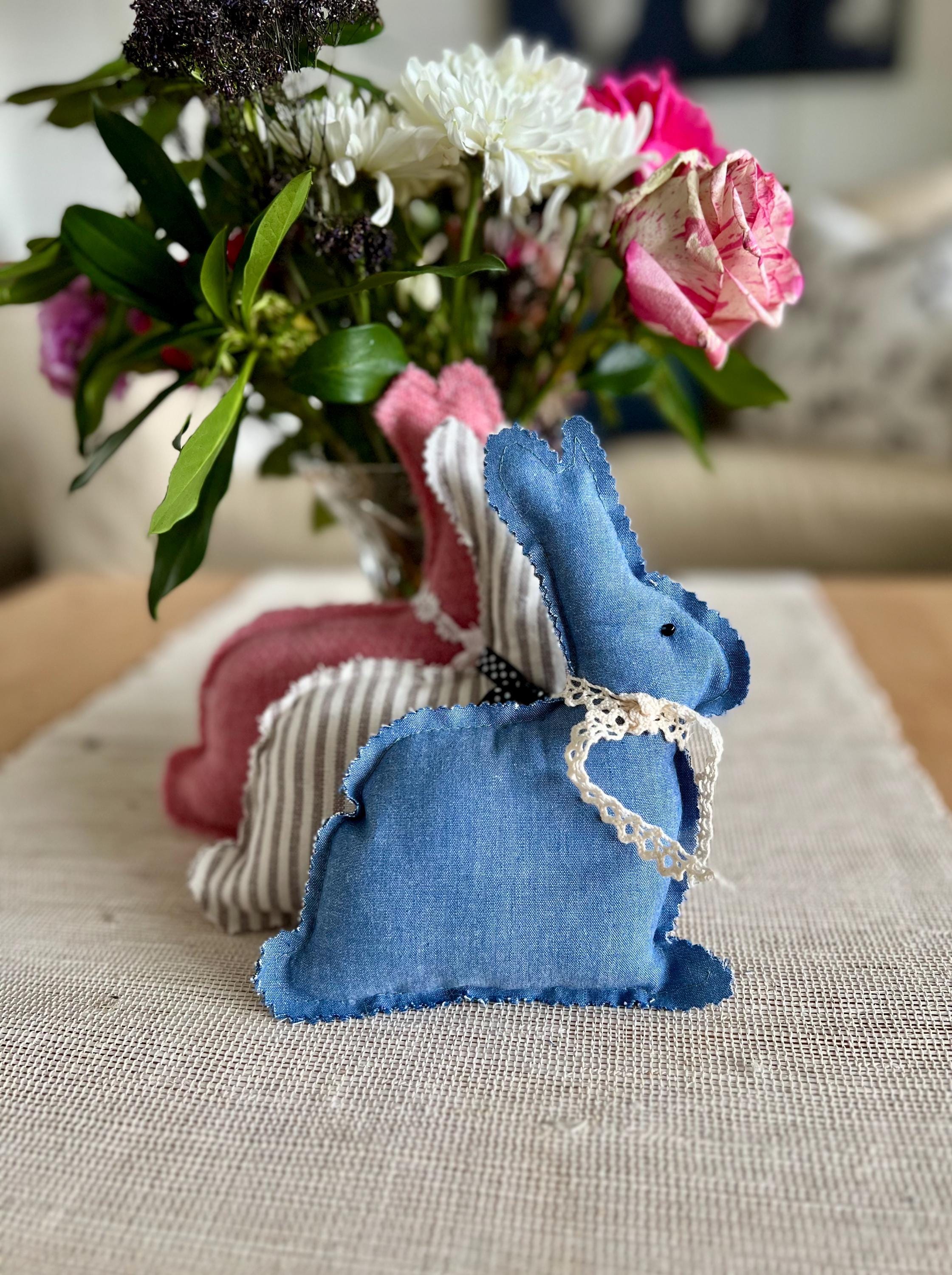 Farmhouse Fabric Easter Bunny - Linen, Wool, Cotton - Homestead Rabbit ...