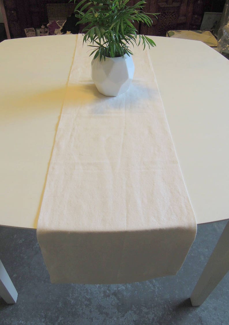 Table Runner Ivory Hemp Silk Organic Modern Country Etsy