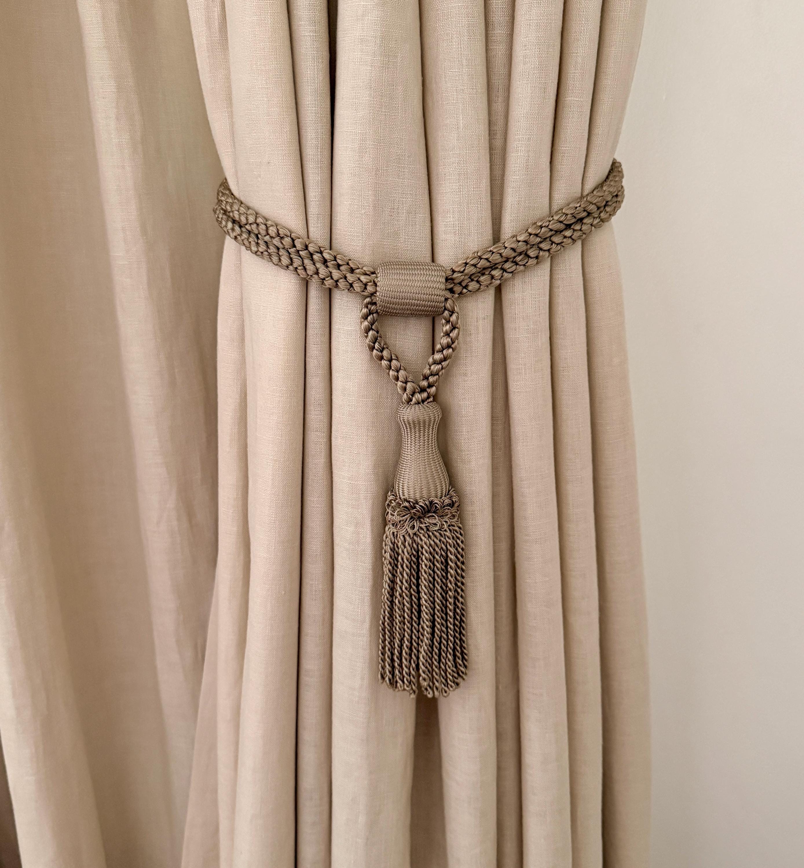 Fermatende In Pelle PU Vintage Marrone - Set Da 4 Cinghie Regolabili Per Tende, 67 Cm - 2